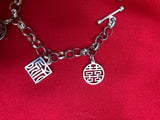 Signed Lenox Vintage Sterling Silver 925 Chinese Charm Link Bracelet 14g