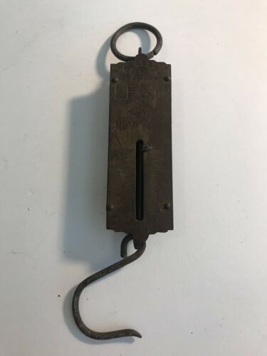 Vintage L. F. & C #3 Brass Hanging Fish Scale 25 lbs New York