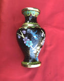 Vintage Cloisonne Enamel Floral Green Motif Miniature Vase + Plate Multi Color