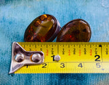 Antique Large Genuine Amber Oval Sterling Silver 925 Post Pierced Earrings