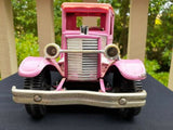 Vintage Buddy L Pressed Steel Hot Rod Pick Up Truck Hard To Find Pink & Orange