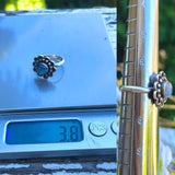Artisan Sterling Silver 925 Labradorite Moonstone Flower Floral Ring Size 7