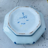 Antique Signed C.V 1298 Delft Holland Blue White Floral Bowl Box Container w Lid