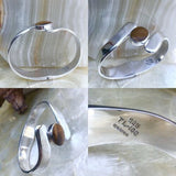 Vintage Tigers Eye Sterling Silver 925 TL-108 Mexico Hinged Cuff Bracelet 53g
