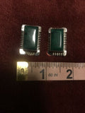 Vintage Signed ALDERO Sterling Silver 925 TC84 Mexico Malachite Clip On Earrings