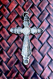 Rare Antique Sterling Silver Ornate Cross Pendant