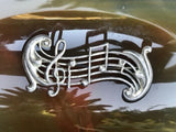 Antique Vintage Musical Notes Music Sterling Silver 925 Brooch Pin