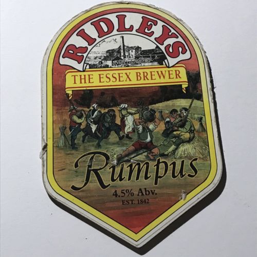 Ridleys The Essex Brewer Rumpus Beer Pump Handle Clip Badge