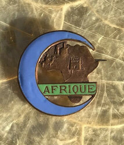 Antique Vintage Copper Blue + Green Enamel Afrique Africa Pin