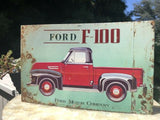 Vintage Ford F-100 Truck Ford Motor Company Metal Sign