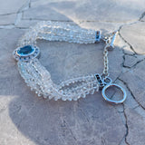 Sterling Silver 925 Beautiful Blue Gemstone Beaded Clear Quartz Bracelet 22.3g