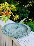 Vintage Verdigris Brass Hummingbird Bird Bath Feeder Sundial Clock Dish Taiwan