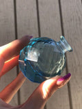 Vintage Faceted Blue Crystal Art Glass Perfume Bottle