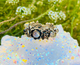 Vintage Sterling Silver 925 Moonstone Multi Stone Flower Ring 6.18g Size 8