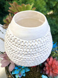 White Hand Coiled Corrugated Pot Vase Pottery Signed Garcia Acoma Pueblo, NM
