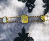 Signed Givenchy Gold Tone Two Row Rhinestone Flex Bracelet