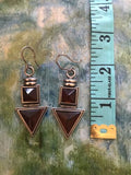 Vintage Sterling Silver J’s 925 Amber Geometric Square Triangle Pierced Earrings