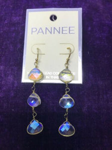 Pannee Handmade Wire Wrapped Semi-precious Austrian Clear Crystal Earrings