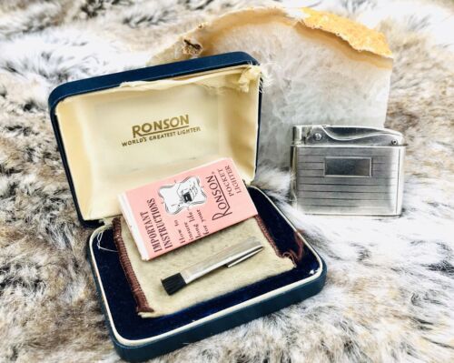 Vintage Ronson Adonis Sterling Silver 925 Cigarette Lighter In Original Box