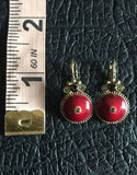 Satellite Paris France Goldtone Red Enamel Multicolor Stone Bracelet + Earrings