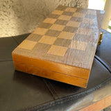 Vintage Wood Chess Board Game Complete All Pieces Folding Portable Case