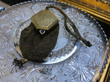 Rare Antique Signed Gold tone Vanity Mesh Bag Purse with Compact