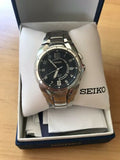 Seiko Men's Kinetic Watch Water Resistant 100 M SKA235 Blue Face Silver Tone