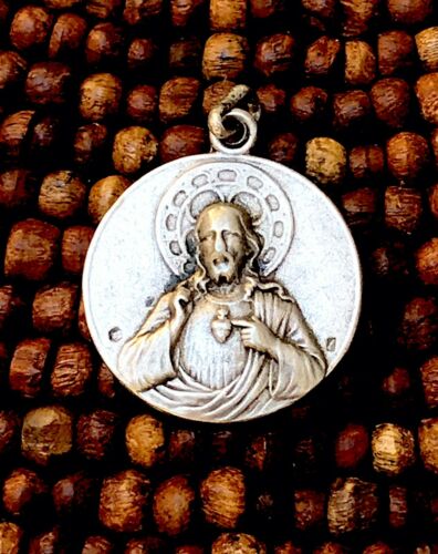 Sterling Silver Catholic Sacred Heart Jesus Miraculous Mother Mary Pendant