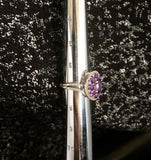 925 P☆M Hallmarked Genuine Amethyst Cocktail Ring Size 7 with CZ Accents