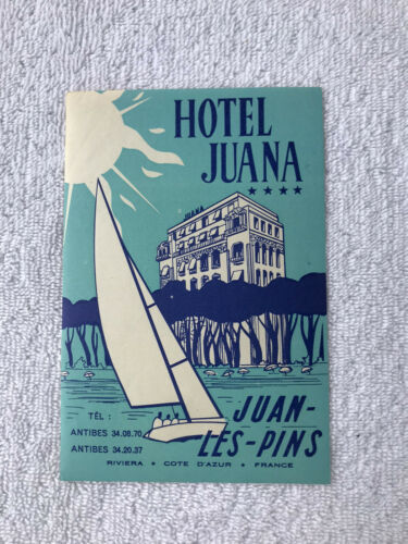 Hotel Juana Juan Les-Pins Cote Rivera France Original Vintage Luggage Label Rare