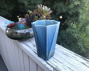 Vintage McCull Pottery Blue Glaze Vase