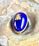 Limoges France Cobalt Blue Vintage Porcelain Gold Bee Egg Trinket Box