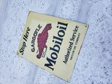 Vintage Gargoyle Mobiloil Authorized Service Vacuum Oil Co Embossed Metal Sign