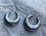 Antique Sterling Silver Etched Earrings
