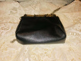 Vintage Authentic Ecoté Petite Black Magnetic Purse W Gold Sequins & Chain Strap