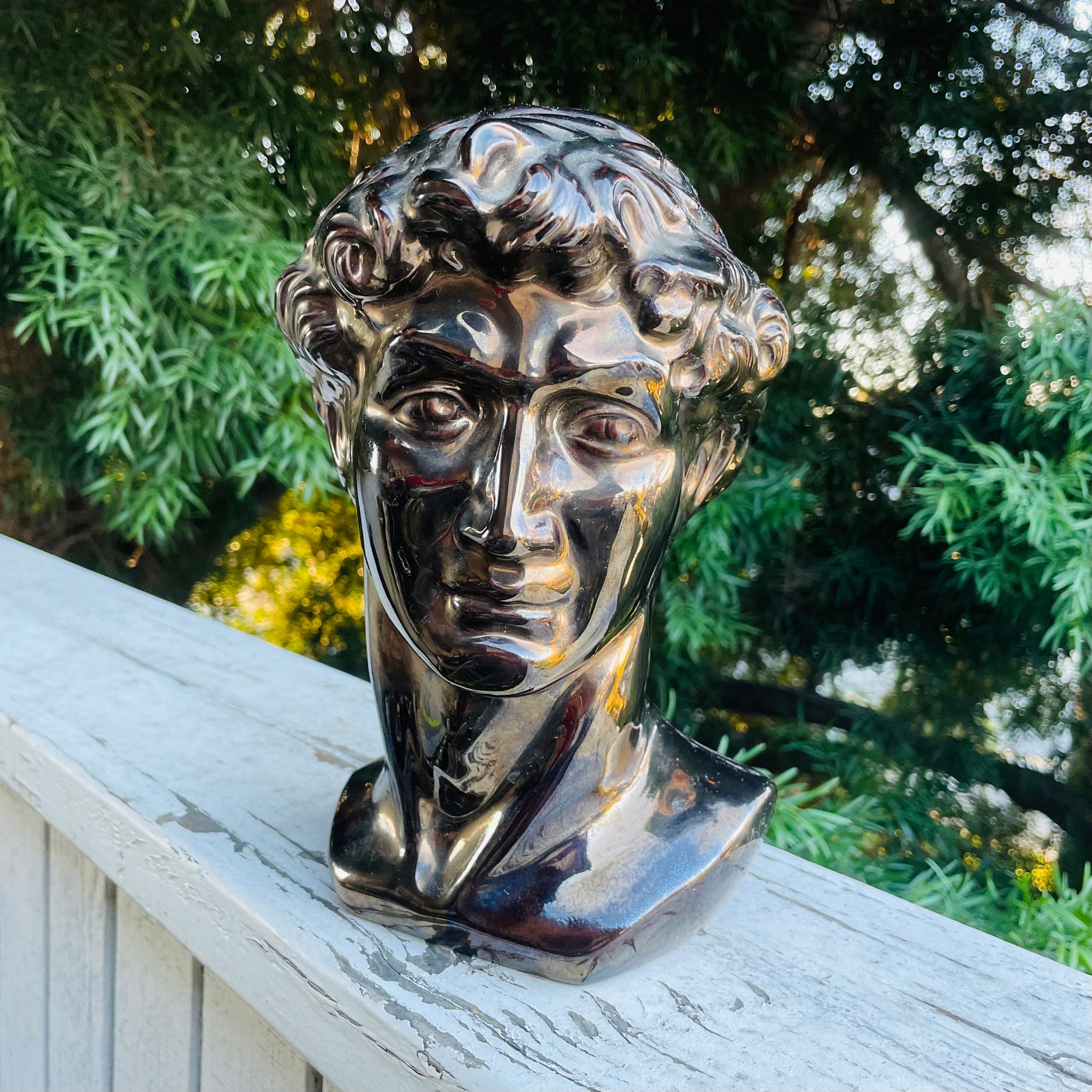 House of Hampton® Greek Sculpture David Eye With Dried Wildflowers