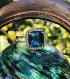 Designer Ti Sento Milano Sterling Silver 925 Blue Stone Cubic Zirconia Halo Ring