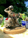 Signed Artist Paul Swan Bronzed Clay Warrior Woman Sculpture