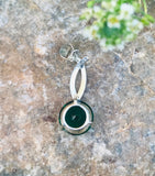 18K GP White Gold Plated Green Emerald Tone Gem Stone Charm Pendant