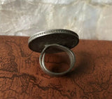 Vintage Silvertone Mixed Metal Rajasthan Indian Ethnic Tribal Coin Ring 1947