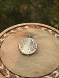 Vintage 3 tone Silver Gold Copper Tone Mixed Metal Etched Round Locket Pendant