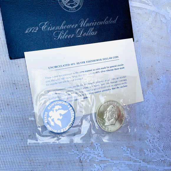 1971 &1972 US Uncirculated Silver Eisenhower Dollar 40% Silver Proof W Envelope