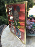 Vintage Disney Metallic Foil Prints Mickey Mouse & Baby Minnie Lot Of 2 Pictures