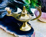 Antique Brass Genie Oil Lamp w Wick Made In India