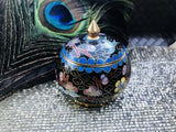 Vintage High Quality Cloisonne Enamel Trinket Pot Floral Bird Motif Bowl w Lid