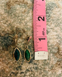 Vintage Sterling Silver 925 Green Malachite Tear Drop Stone Pierced Earrings