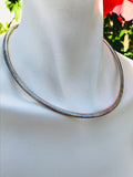 Italian Signed Milor Italy 925 Sterling Silver Omega Snake Chain Collar Necklace