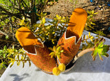 Vintage Orange Hand Made Pointed Toe Mojari Hostess Dance Shoe Slippers