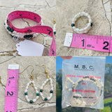 MBC Genuine Fresh Water Pearl Semi Precious Stone Bracelet Earrings Ring Set