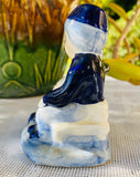 Vintage Blue Tone Ceramic Couple Figurine Hand Painted Signed by Artist